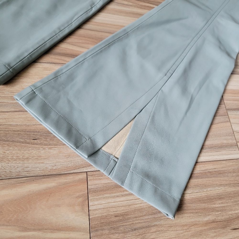 🆕️ We The Free Real Deal Slit Front Flare Vegan Leather High Rise Pant Green - Picture 7 of 14